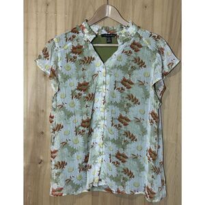 A Love Story Women's XL Sheer Blouse Floral